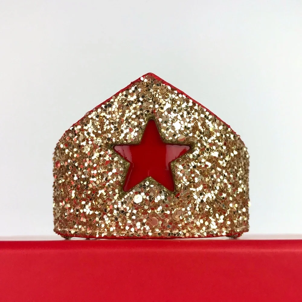 MOSHIQA Gold Glitter Star Crown Tiara Pet Cat Dog Hat Elastic Chihuahua Sparkly